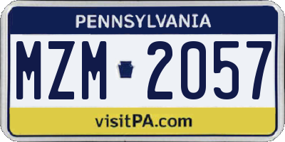 PA license plate MZM2057