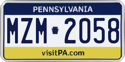 PA license plate MZM2058