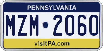 PA license plate MZM2060