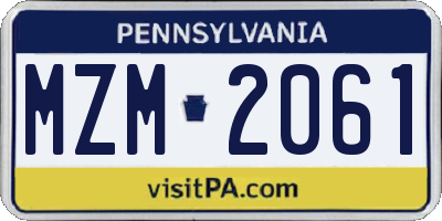PA license plate MZM2061
