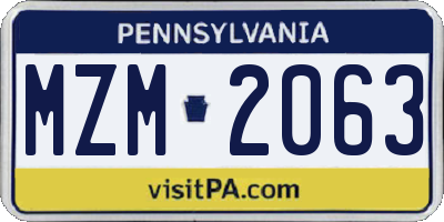 PA license plate MZM2063