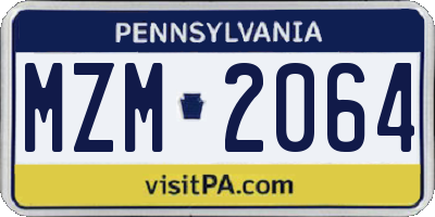PA license plate MZM2064