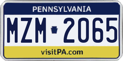 PA license plate MZM2065
