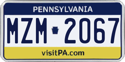 PA license plate MZM2067