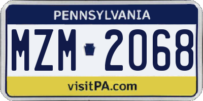 PA license plate MZM2068