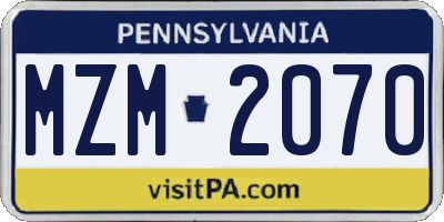 PA license plate MZM2070