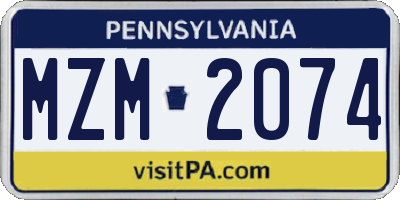 PA license plate MZM2074