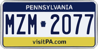 PA license plate MZM2077