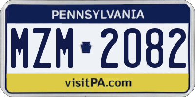 PA license plate MZM2082