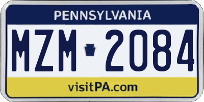 PA license plate MZM2084