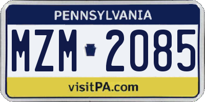 PA license plate MZM2085