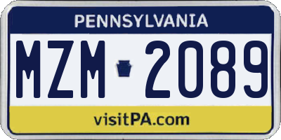 PA license plate MZM2089