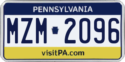PA license plate MZM2096