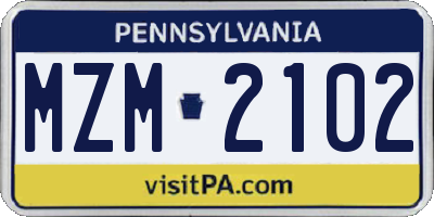 PA license plate MZM2102