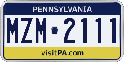 PA license plate MZM2111