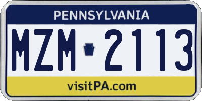 PA license plate MZM2113