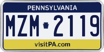PA license plate MZM2119