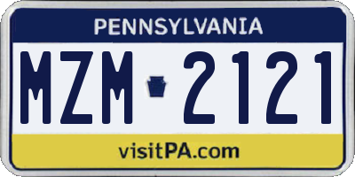 PA license plate MZM2121