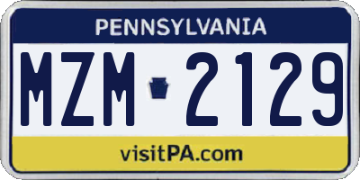PA license plate MZM2129