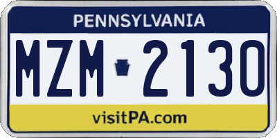 PA license plate MZM2130