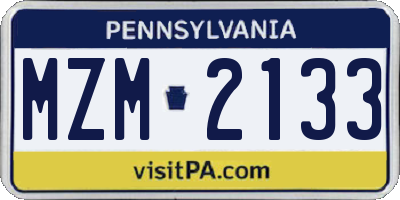 PA license plate MZM2133