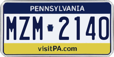 PA license plate MZM2140