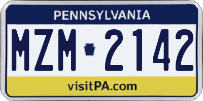 PA license plate MZM2142