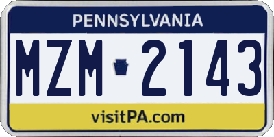 PA license plate MZM2143