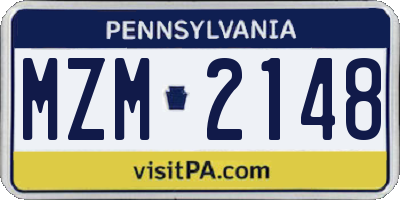 PA license plate MZM2148