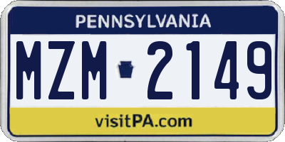 PA license plate MZM2149