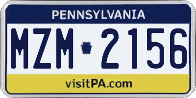 PA license plate MZM2156