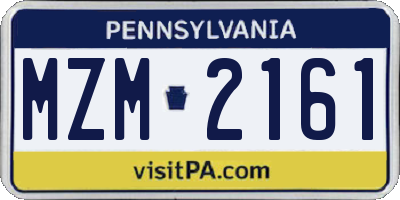 PA license plate MZM2161