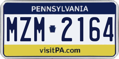 PA license plate MZM2164