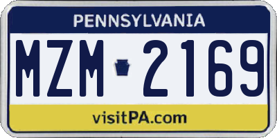 PA license plate MZM2169