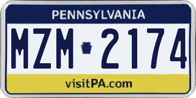 PA license plate MZM2174