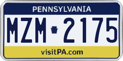 PA license plate MZM2175