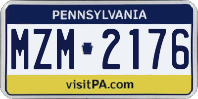 PA license plate MZM2176