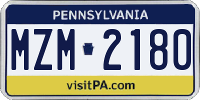 PA license plate MZM2180