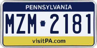 PA license plate MZM2181