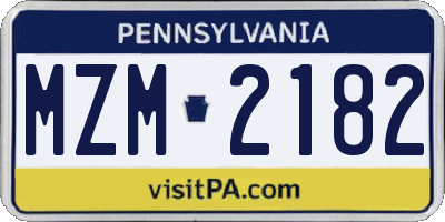 PA license plate MZM2182