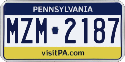 PA license plate MZM2187