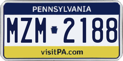 PA license plate MZM2188