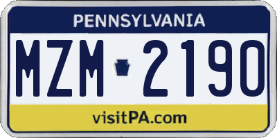 PA license plate MZM2190