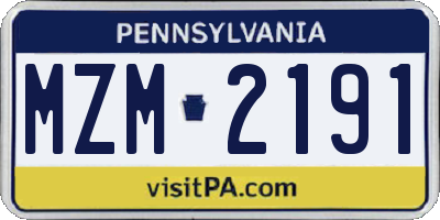 PA license plate MZM2191