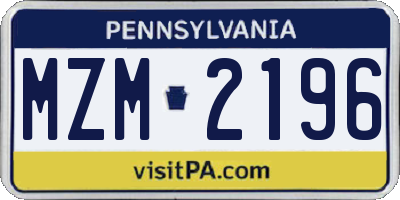 PA license plate MZM2196