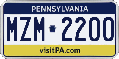 PA license plate MZM2200