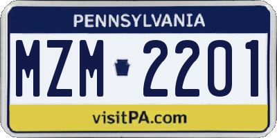 PA license plate MZM2201