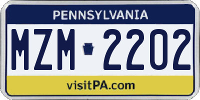 PA license plate MZM2202