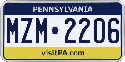 PA license plate MZM2206