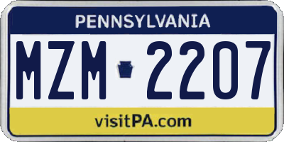 PA license plate MZM2207